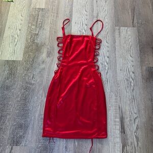 Red Satin Mini Windsor Dress